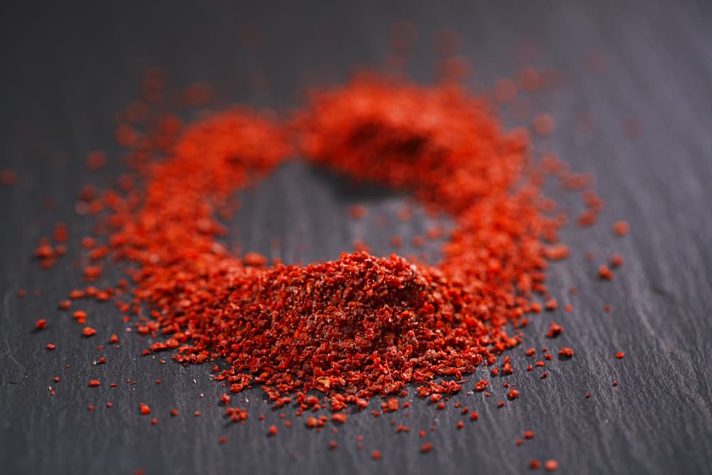 Aleppo Pepper mild chilli flakes in small bowl